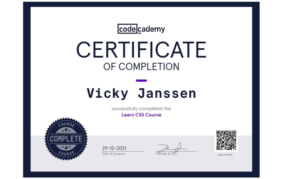Vicky Janssen certificaat CSS