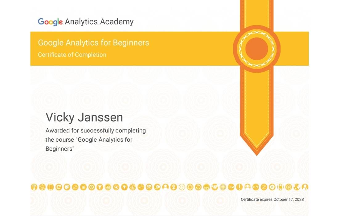 Vicky Janssen certificaat google analytics beginners