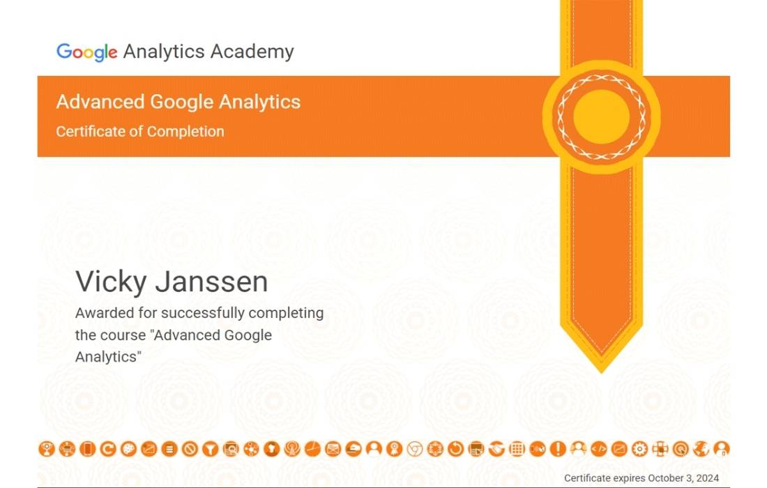 Vicky Janssen certificaat advanced google analytics